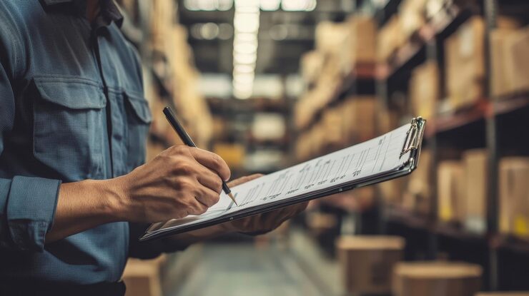Warehouse inventory checklist extracted into spreadsheet columns