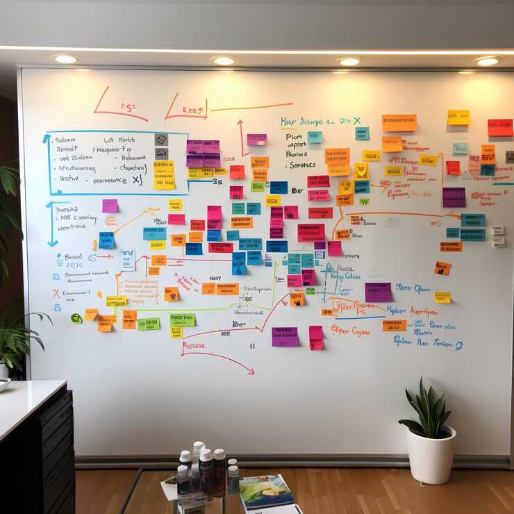 Brainstorming whiteboard converted into a digital transcript