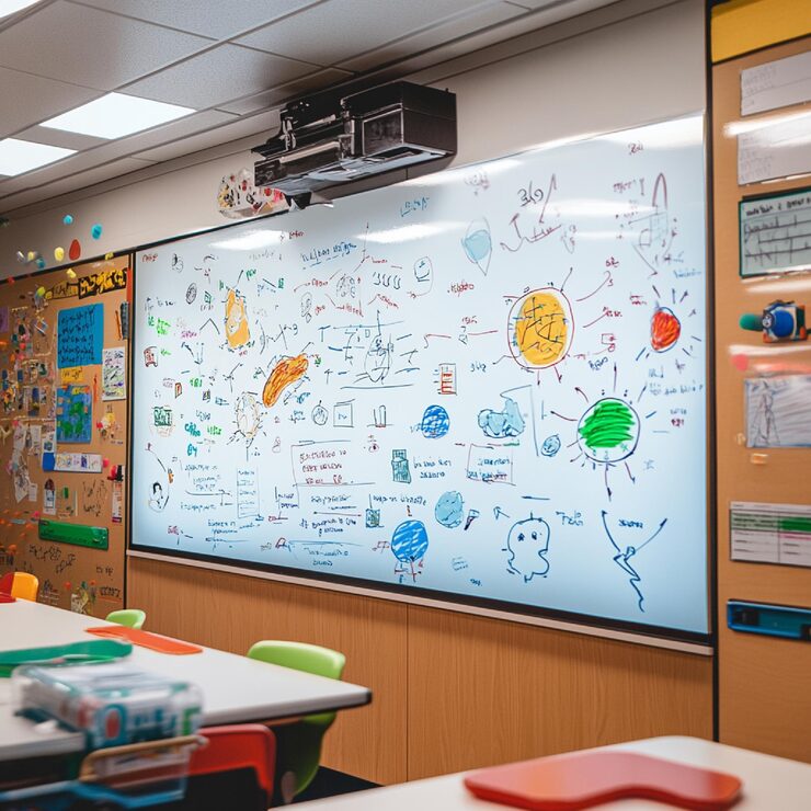 Classroom whiteboard writing converted into text