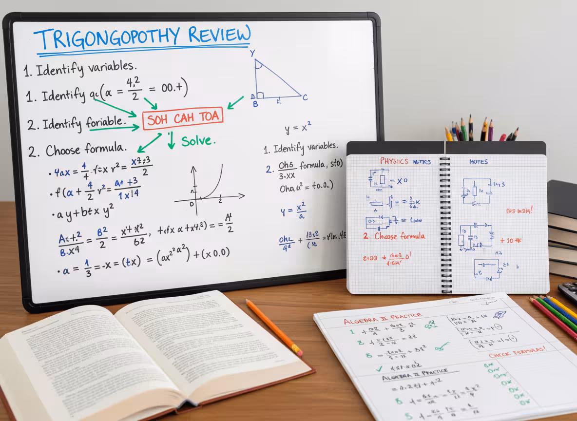Teacher's handwritten notes beside a polished digital study guide.