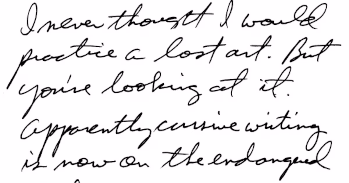 Cursive handwriting example