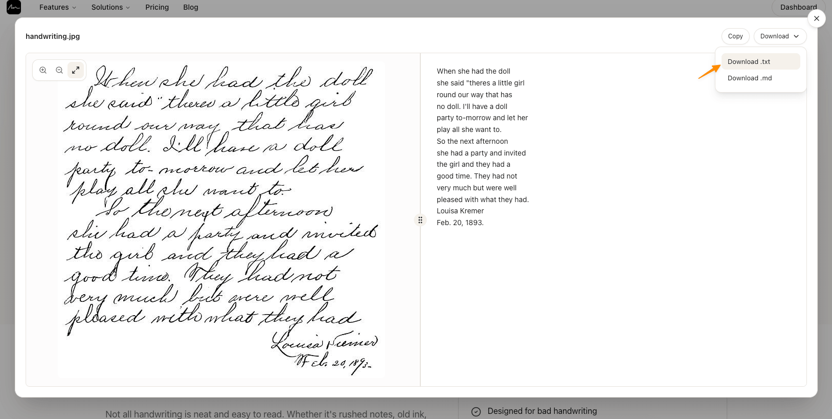 Export transcription files after recognition