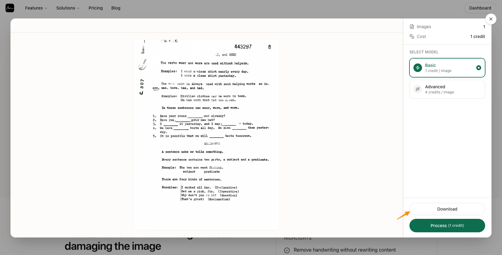 Download cleaned document