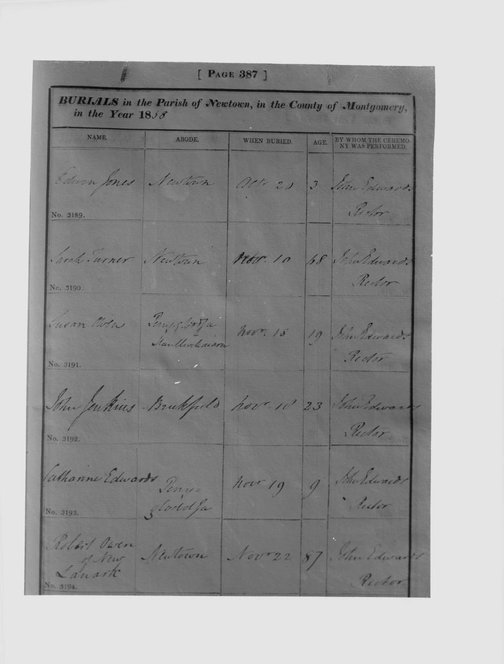 Old parish burial register