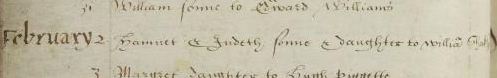Old parish register baptism entry