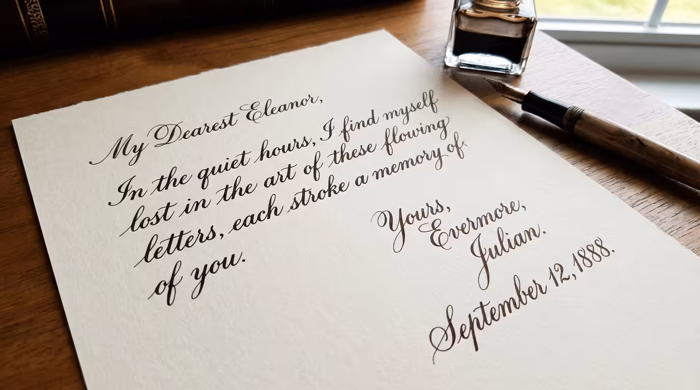 Cursive handwriting example from 1888