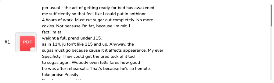 OCR output from Card Scanner