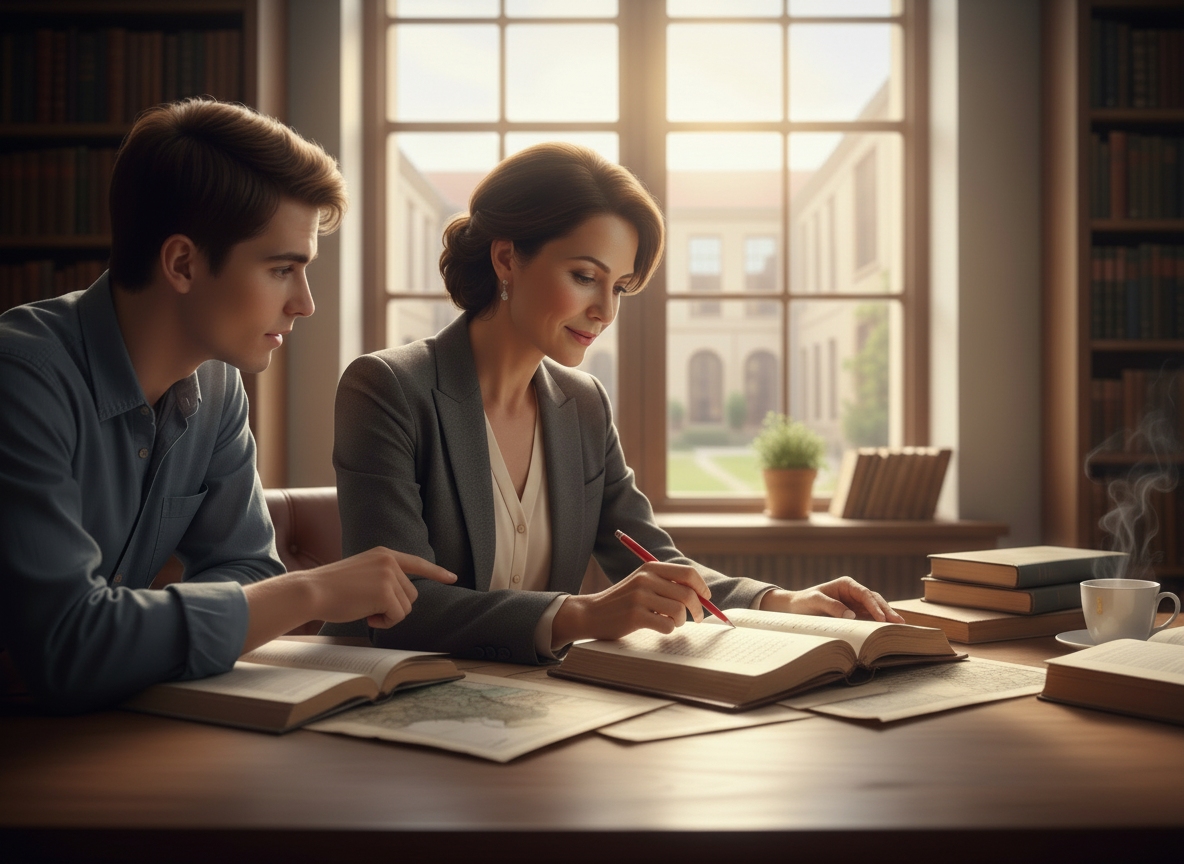 Teacher using cursive translator to help students read historical cursive text.