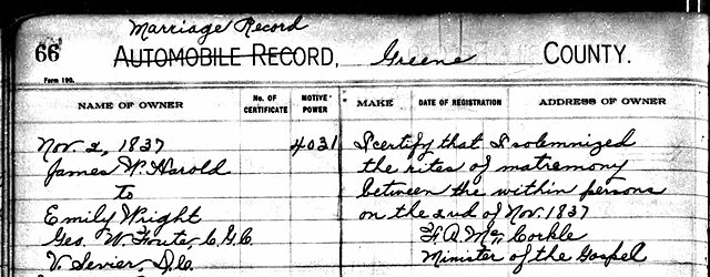 Historic parish marriage certificate with clean digital transcription