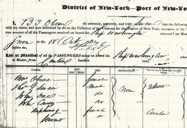 Stacked vintage ship manifests and searchable immigration record interface