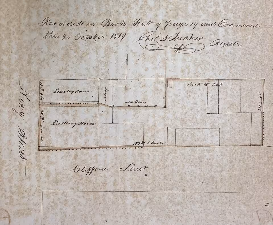 Historic deed book or ledger page