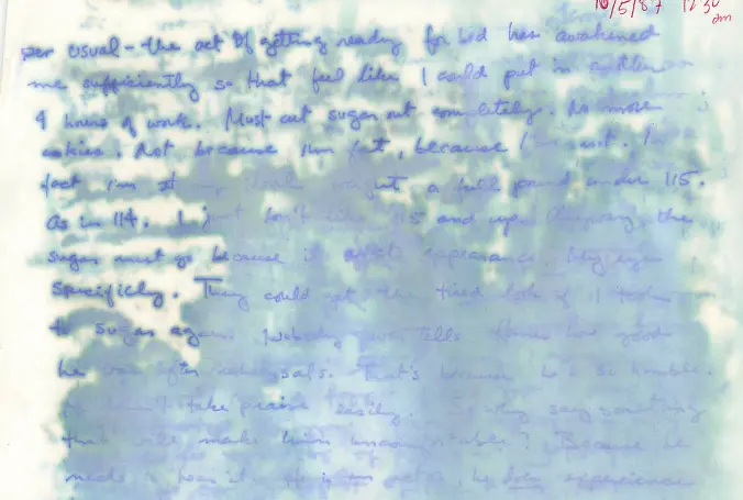 Water-damaged handwritten document with reduced visibility