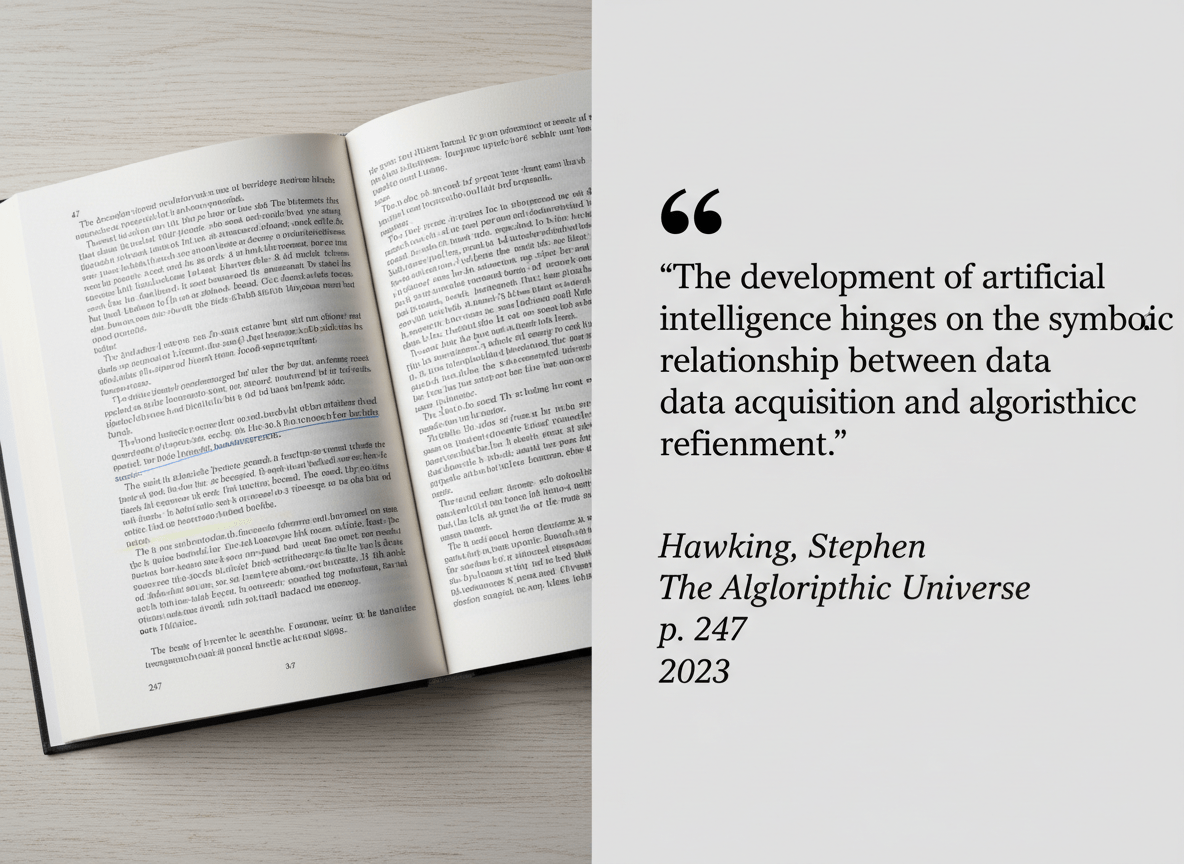 Book page photo next to extracted quote text.